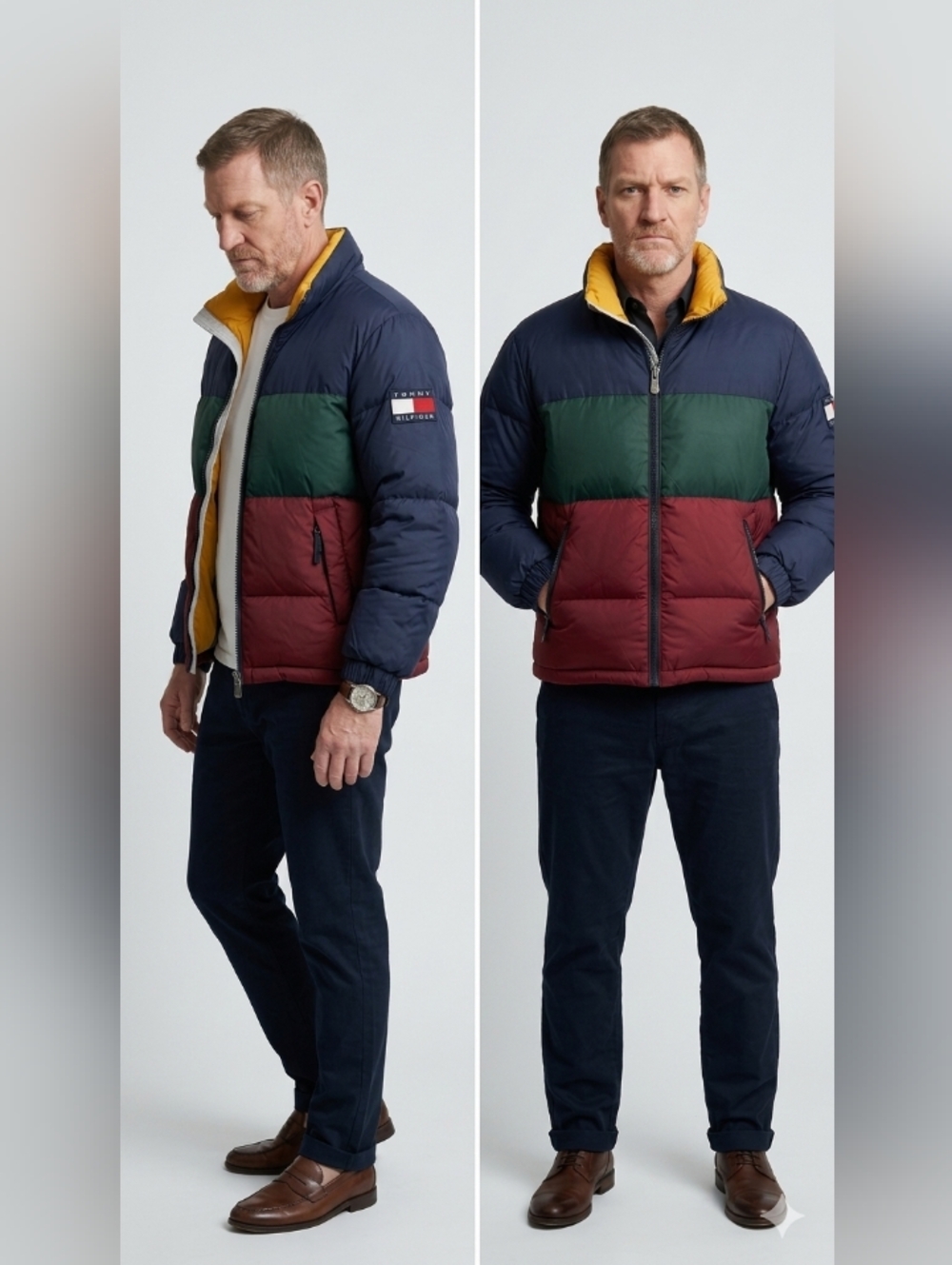 VTG Tommy Hilfiger Down Colorblock Puffer Large
